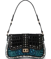 BRAHMIN Luminous Collection Blue Patina Nerida Shoulder Bag