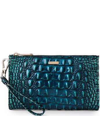 BRAHMIN Melbourne Collection Blue Patina Daisy Wristlet