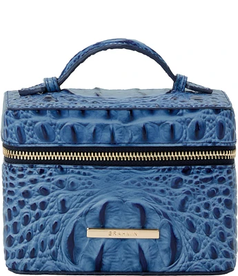 BRAHMIN Melbourne Collection Blue Serenade Small Charmaine Travel Leather Makeup Bag