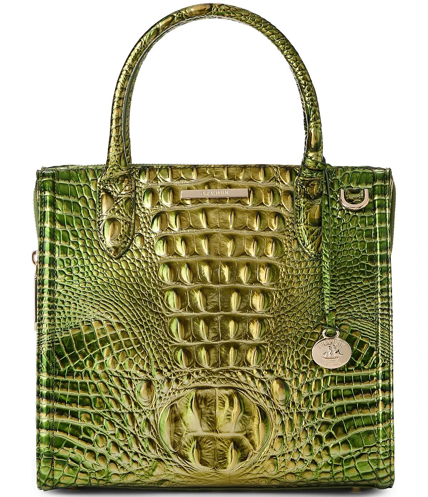 BRAHMIN Melbourne Collection Cacti Green Small Caroline Satchel Bag
