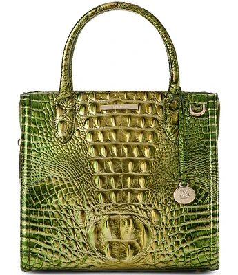 BRAHMIN Melbourne Collection Cacti Green Small Caroline Satchel Bag