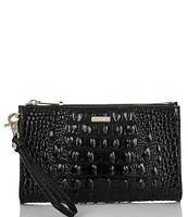 BRAHMIN Melbourne Collection Crocodile-Embossed Daisy Wristlet