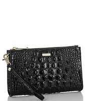 BRAHMIN Melbourne Collection Crocodile-Embossed Daisy Wristlet