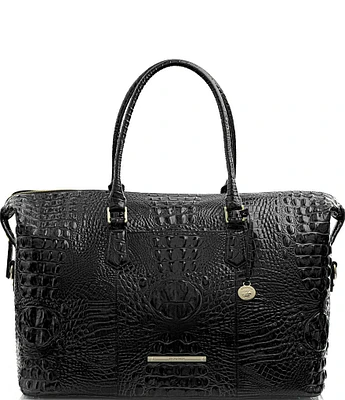 BRAHMIN Melbourne Collection Duxbury Crocodile-Embossed Weekender Bag