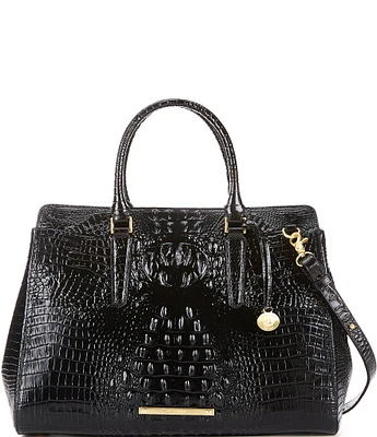 BRAHMIN Melbourne Collection Finley Leather Crocodile-Embossed Carryall Satchel Tote Bag