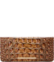 BRAHMIN Melbourne Collection Luggage Brown Ady Crocodile-Embossed Wallet