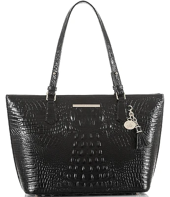 BRAHMIN Melbourne Collection Leather Crocodile-Embossed Medium Asher Tote Bag