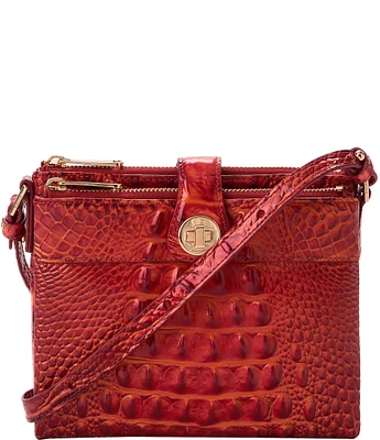 BRAHMIN Melbourne Collection Radiant Red Mina Compact Crossbody Bag