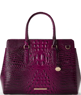 BRAHMIN Melbourne Collection Sugar Plum Finley Leather Carryall Satchel Tote Bag