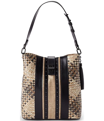 BRAHMIN Melbourne Collection Taupe Fields Celina Bucket Shoulder Bag