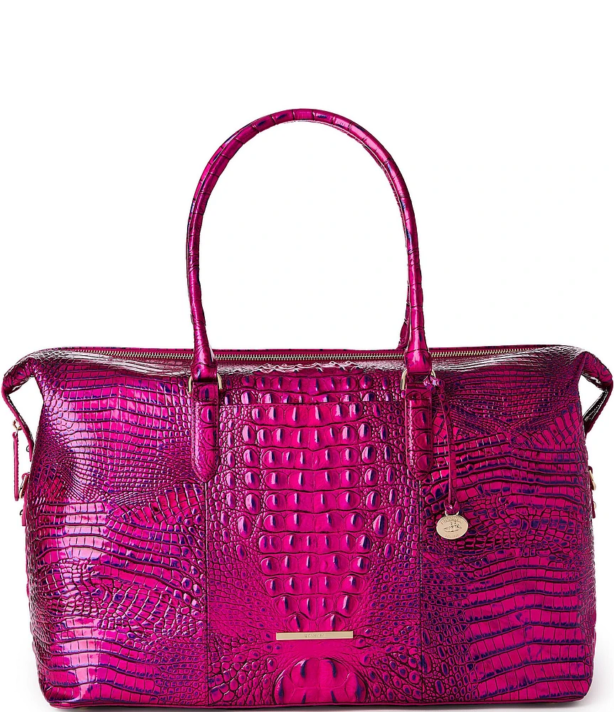 BRAHMIN Melbourne Collection Voltage Violet Duxbury Leather Weekender Bag