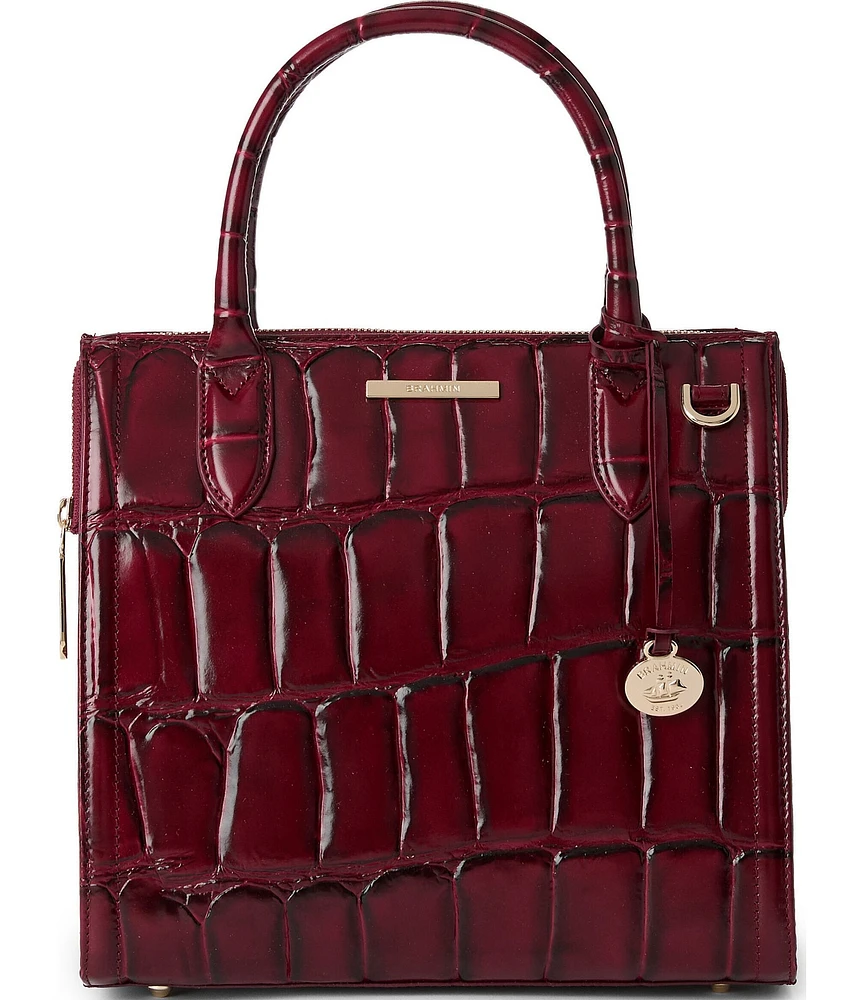 BRAHMIN Nerina Collection Merlot Small Carolina Satchel Bag