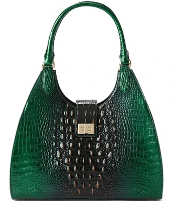 BRAHMIN Ombre Melbourne Collection Evergreen Large Adrian Satchel Bag