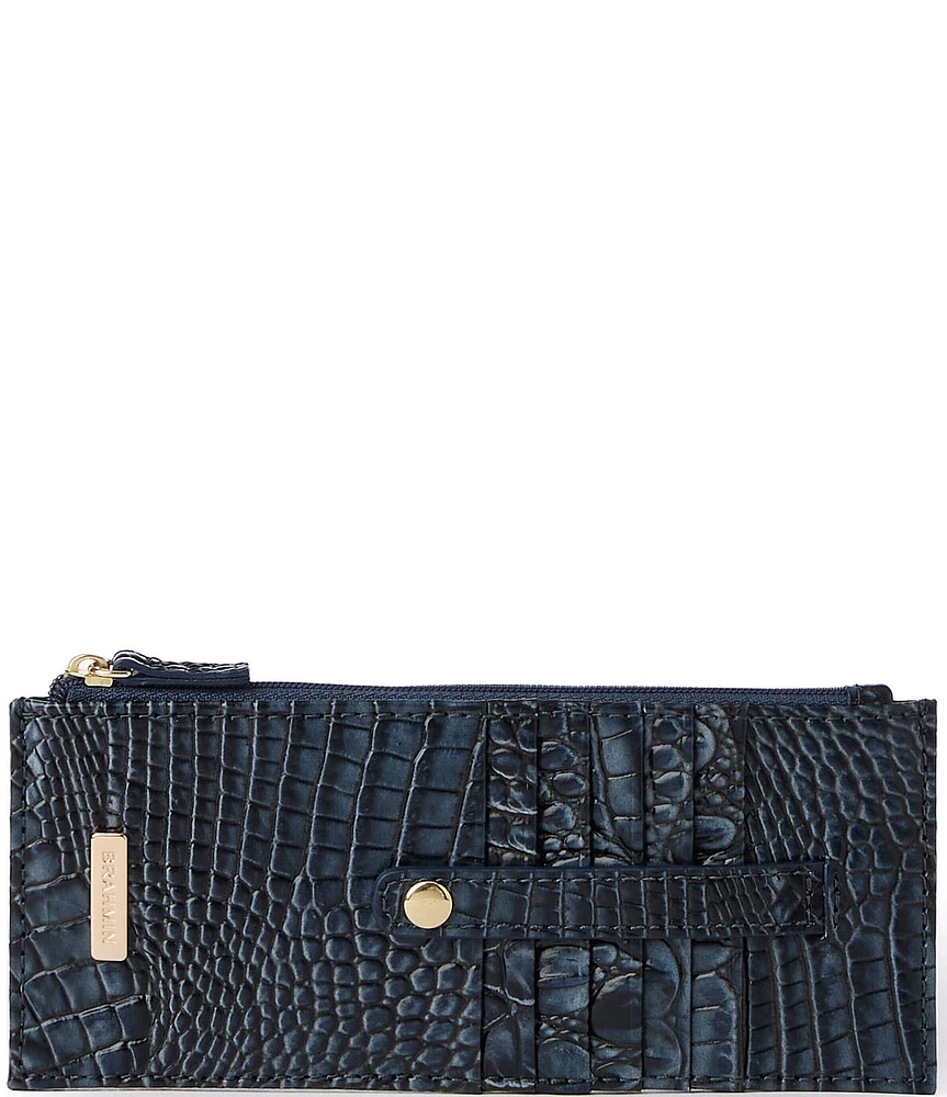 BRAHMIN Ombre Melbourne Collection Twilight Blue Credit Card Wallet