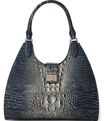 BRAHMIN Ombre Melbourne Collection Twilight Blue Large Adrian Satchel Bag