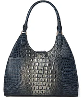 BRAHMIN Ombre Melbourne Collection Twilight Blue Large Adrian Satchel Bag