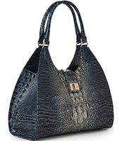 BRAHMIN Ombre Melbourne Collection Twilight Blue Large Adrian Satchel Bag