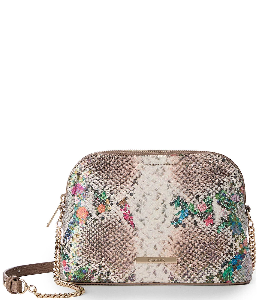 BRAHMIN Piaffe Collection Amal Snake Print Floral Crossbody Bag