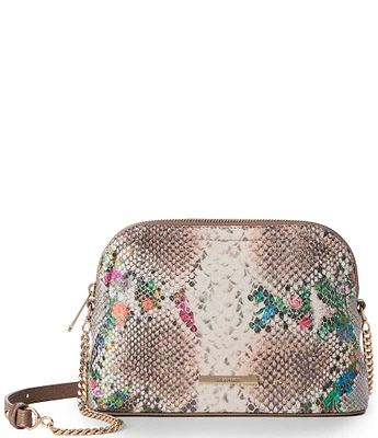 BRAHMIN Piaffe Collection Amal Snake Print Floral Crossbody Bag