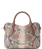 BRAHMIN Piaffe Collection Micaela Snake Print Floral Satchel Bag