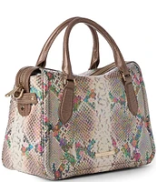 BRAHMIN Piaffe Collection Micaela Snake Print Floral Satchel Bag