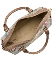 BRAHMIN Piaffe Collection Micaela Snake Print Floral Satchel Bag
