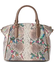 BRAHMIN Piaffe Collection Duxbury Snake Print Floral Satchel Bag