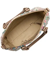 BRAHMIN Piaffe Collection Duxbury Snake Print Floral Satchel Bag
