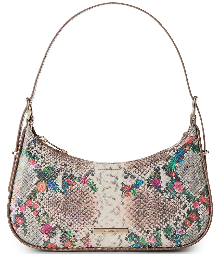 BRAHMIN Piaffe Collection Kyrie Snake Print Floral Shoulder Bag