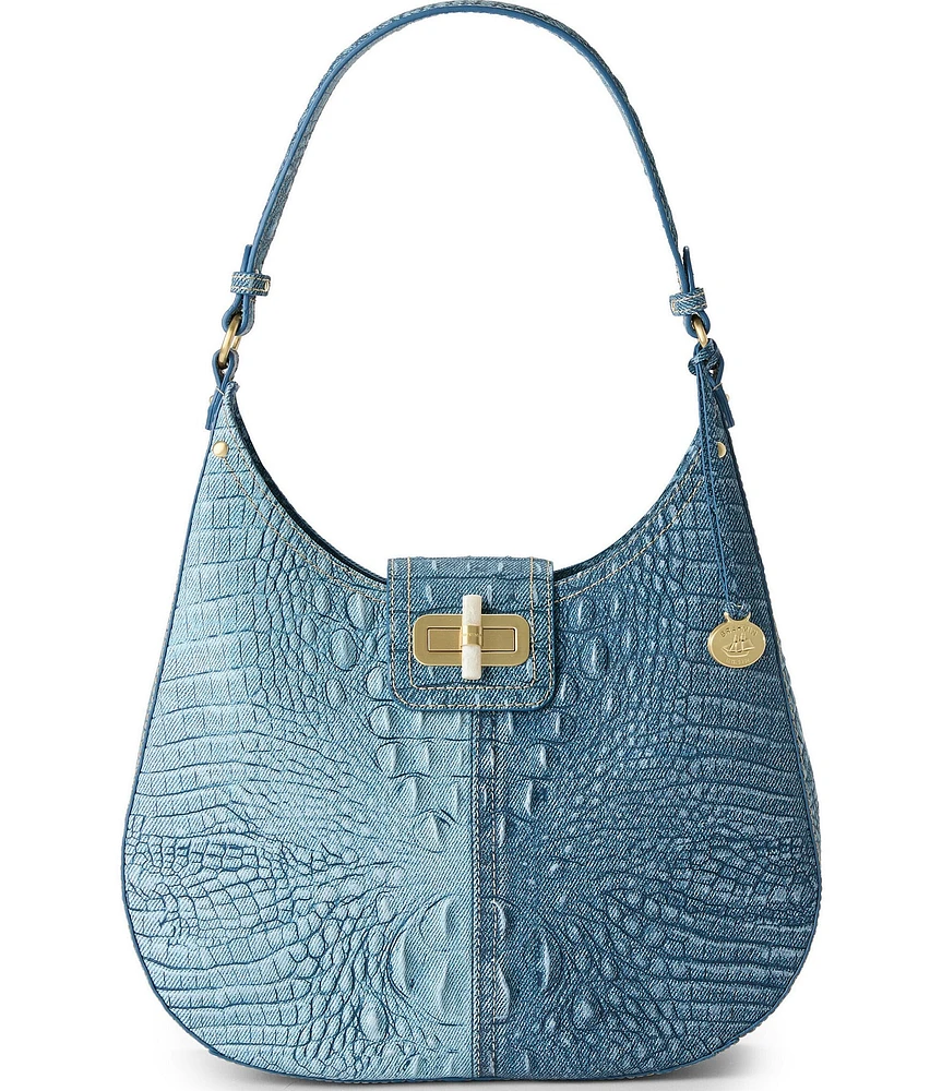 BRAHMIN Secour Collection Denim Fallon Hobo Shoulder Bag