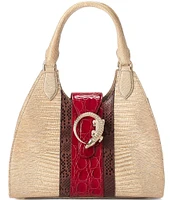 BRAHMIN Westlake Collection Adrian Sculptural Crocodile Hardware Satchel Bag
