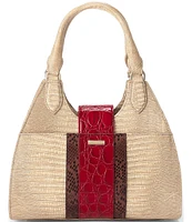 BRAHMIN Westlake Collection Adrian Sculptural Crocodile Hardware Satchel Bag