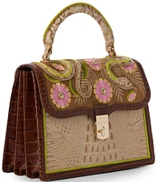BRAHMIN Yuma Collection Hallie Snake Embroidered Satchel Bag
