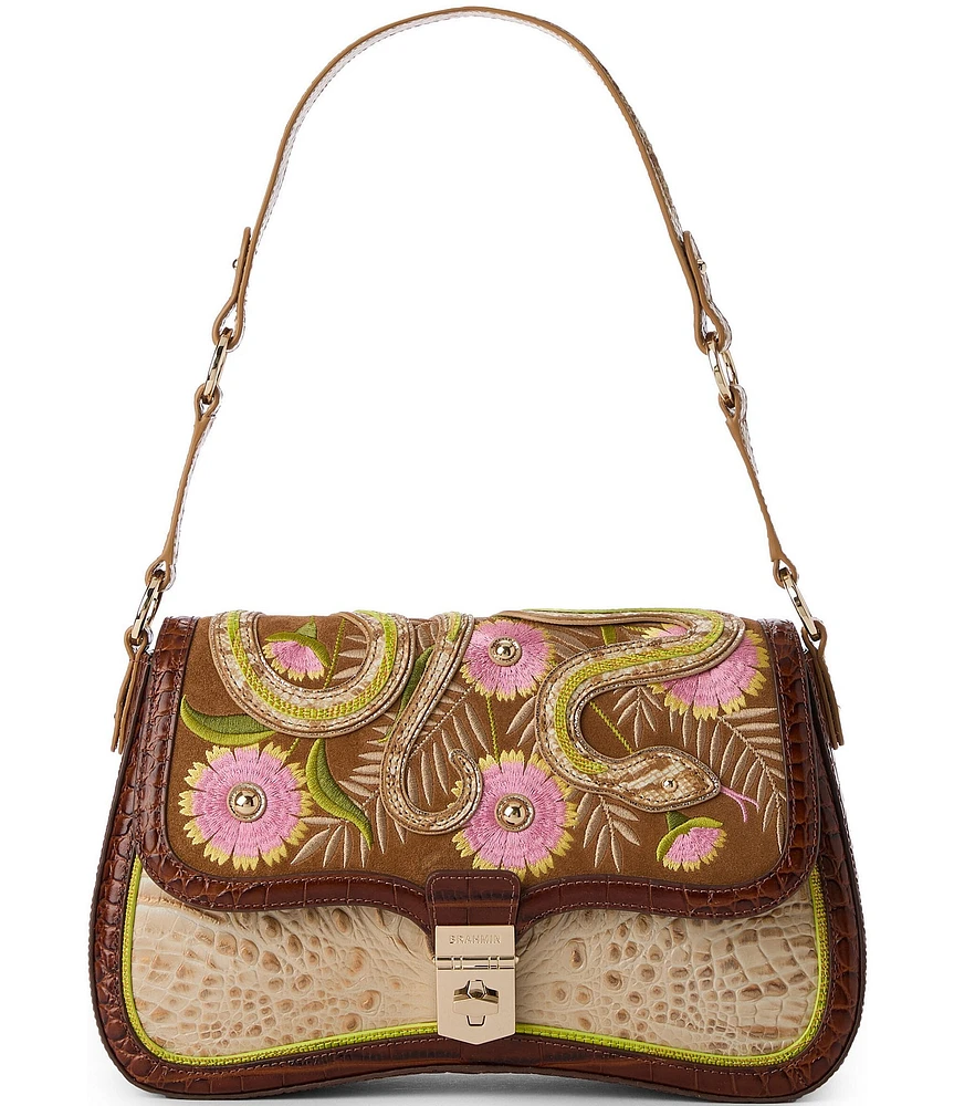 BRAHMIN Yuma Collection Nerida Snake Embroidered Shoulder Bag