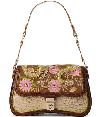 BRAHMIN Yuma Collection Nerida Snake Embroidered Shoulder Bag