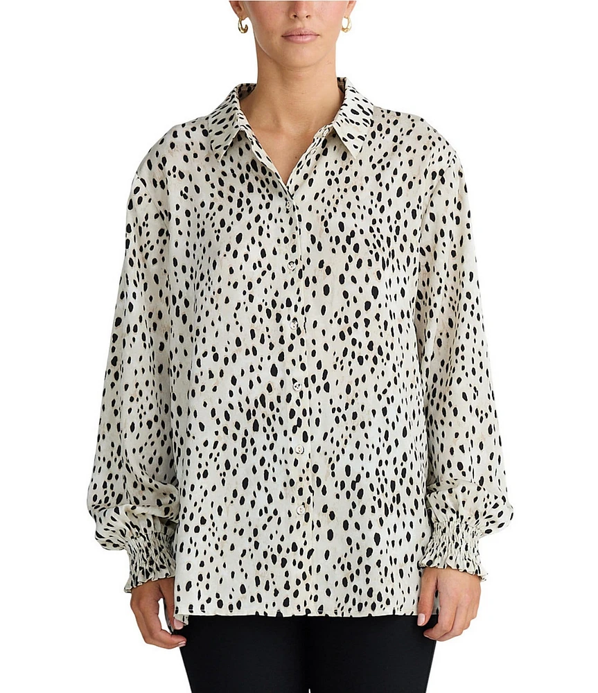 Brave + True Audrey Button Front Long Sleeve Printed Collared Shirt