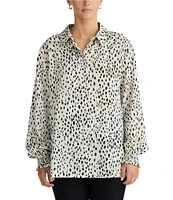Brave + True Audrey Button Front Long Sleeve Printed Collared Shirt