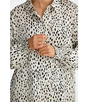 Brave + True Audrey Button Front Long Sleeve Printed Collared Shirt