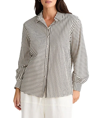 Brave + True Audrey Seersucker Stripe Point Collar Long Sleeve Classic Shirt