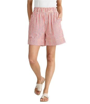 Brave + True Broadway High Rise Coordinaitng Elastic Waistband Pull On Striped Seersucker Shorts