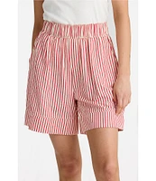 Brave + True Broadway High Rise Coordinaitng Elastic Waistband Pull On Striped Seersucker Shorts