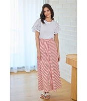 Brave + True Chloe Short Flare Lace Insert Sleeve Crew Neckline Knit Tee