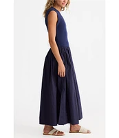 Brave + True Daphne Jersey Rib Sleeveless Crew Neck Maxi Dress