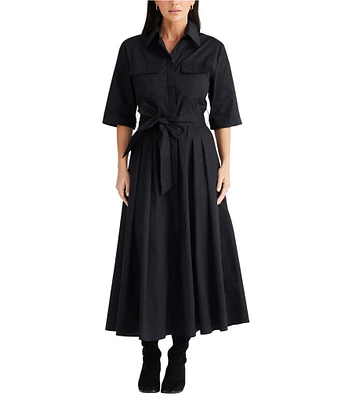 Brave + True Rosellini 3/4 Sleeve Collared Button Front Shirt Dress