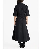 Brave + True Rosellini 3/4 Sleeve Collared Button Front Shirt Dress