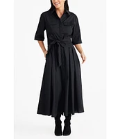 Brave + True Rosellini 3/4 Sleeve Collared Button Front Shirt Dress