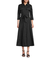 Brave + True Rosellini 3/4 Sleeve Collared Button Front Shirt Dress