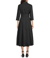 Brave + True Rosellini 3/4 Sleeve Collared Button Front Shirt Dress