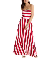 Brave + True Thandie Sleeveless Strapless Striped Fit And Flare Maxi Dress