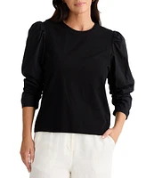 Brave + True 3/4 Gathered Puff Sleeve Crew Neck Top